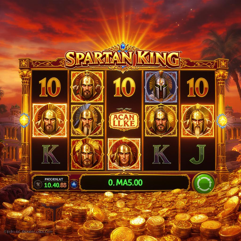 Game slot Spartan King dengan raja prajurit dan medali perang