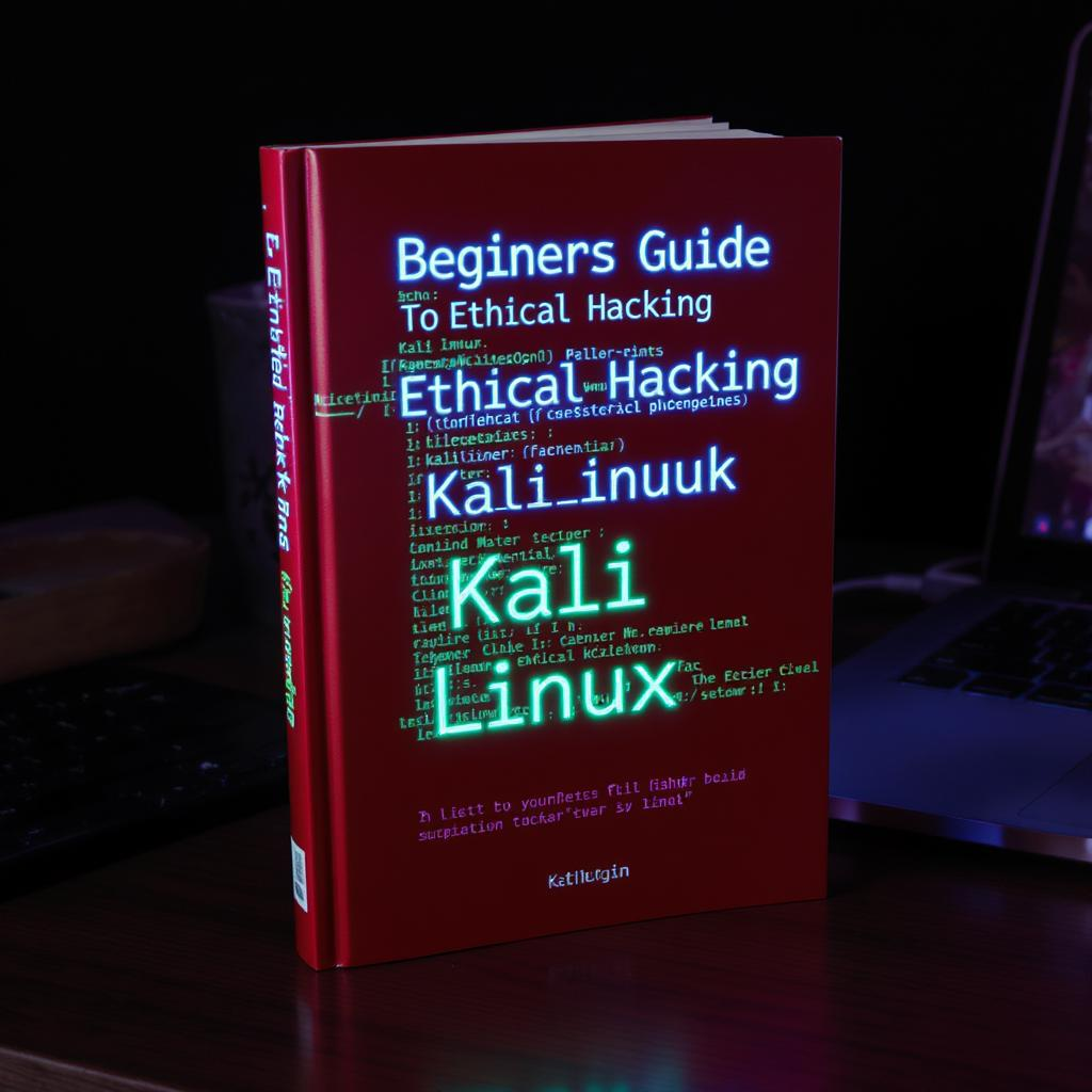Beginners Guide to Ethical Hacking with Kali Linux - red cover showing terminal commands with neon glow