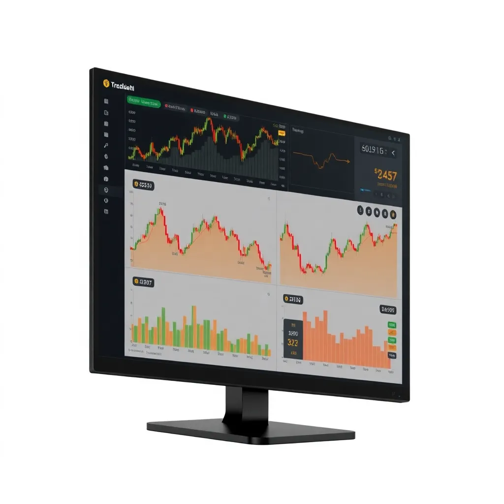 Dashboard trading emas modern dengan grafik harga real-time dan berbagai fitur analisis