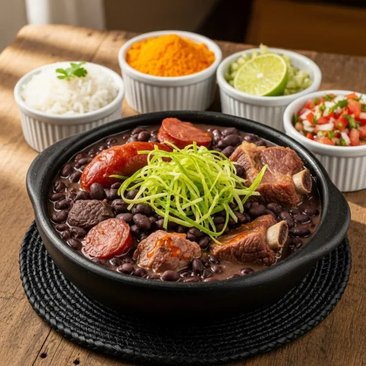 Feijoada Angolana – Black-bean stew usually enriched with driedsmoked meats, cassava leaves, and palm oil.