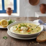 Zuppa di pesce greca con avgolemono