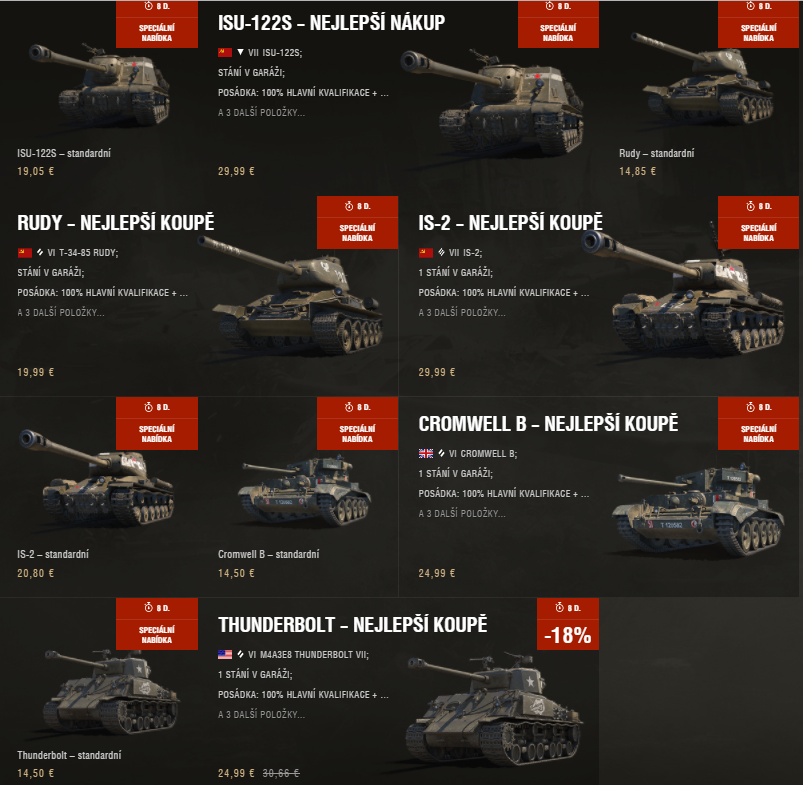 Tanky série Berlín a Thunderbolt v prémiovom obchode