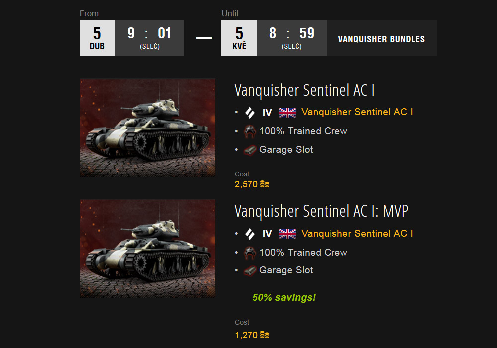 WoT console: Vítězové Final IV dostali „Vanquisher“ Sentinel AC I