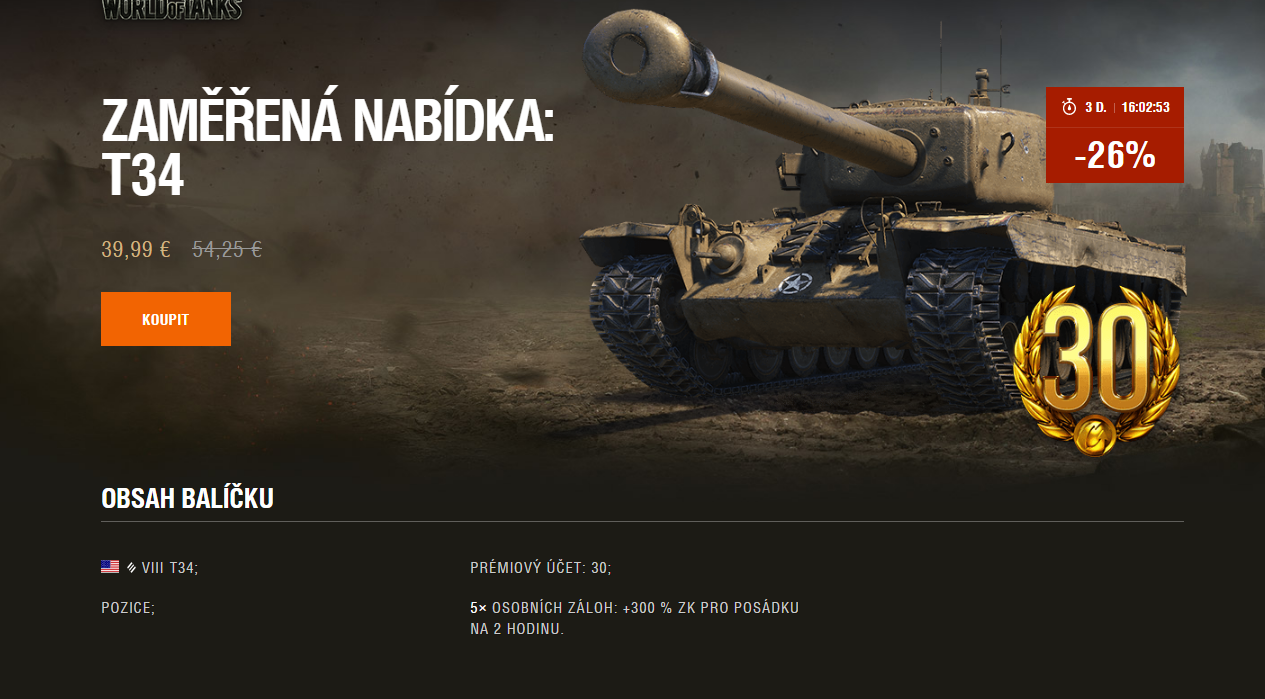 Prémiový obchod ponúka T34 a SuperPershing