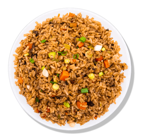 A plate full of vegetable fried rice