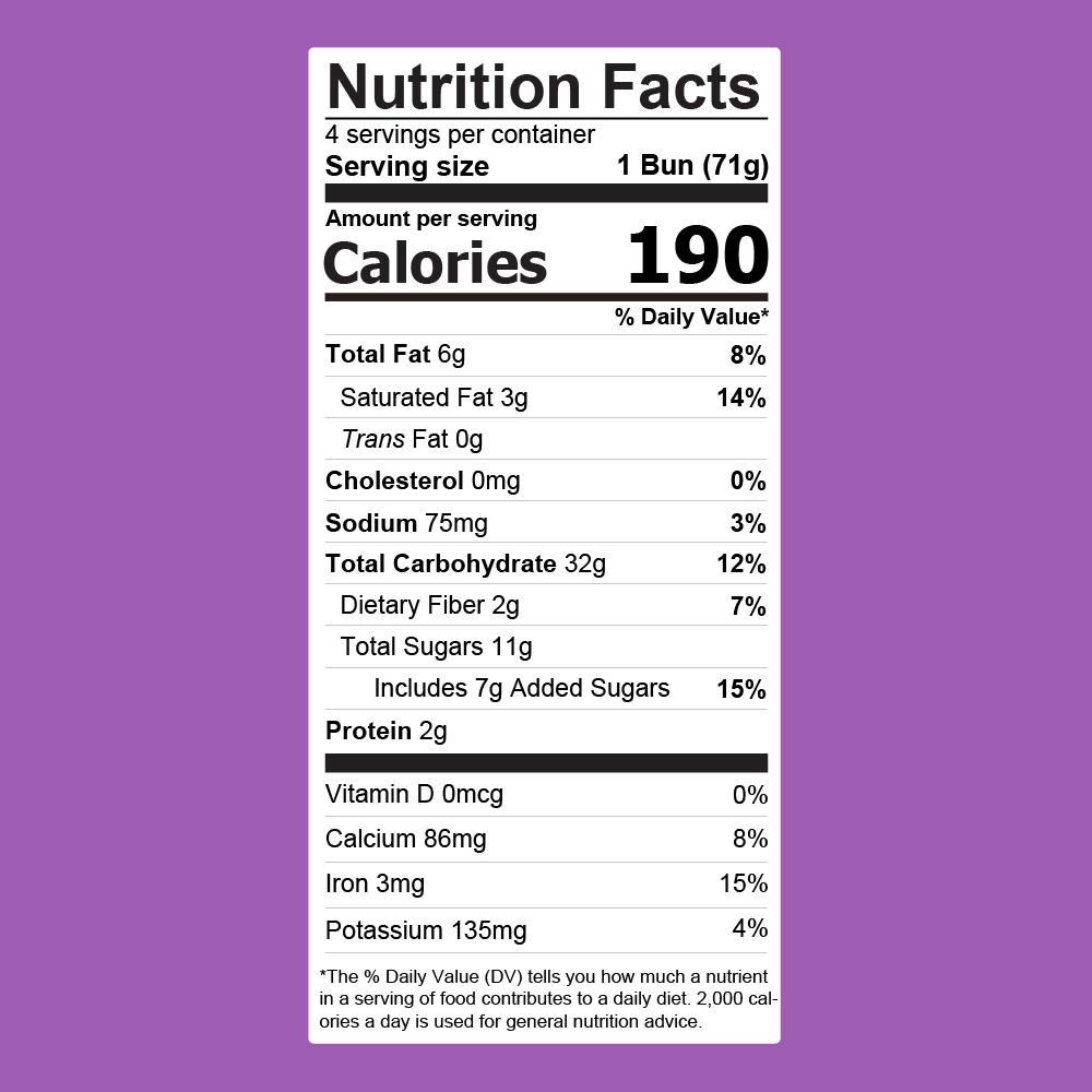 Chocolate Lava Bao Nutrition Facts