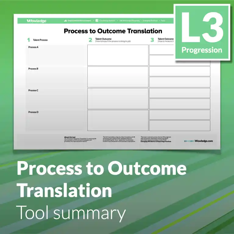 The Process to Outcomes Translation Tool: Convert HR Strategies and Processes into Representative Metrics.