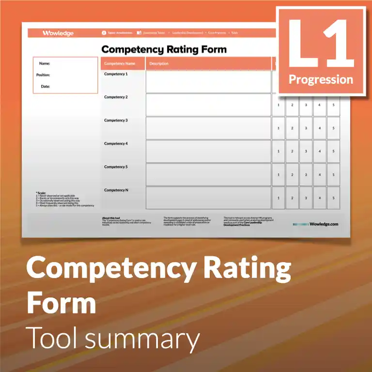 The Competency Rating Form: Rate Individuals on Leadership and Other Competency Models.