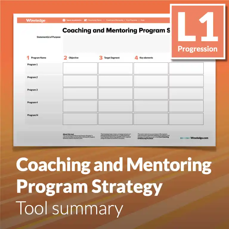 The Coaching and Mentoring Program Strategy Tool: Articulate Purpose and Guiding Elements to Establish Specific Value-driven Programs.