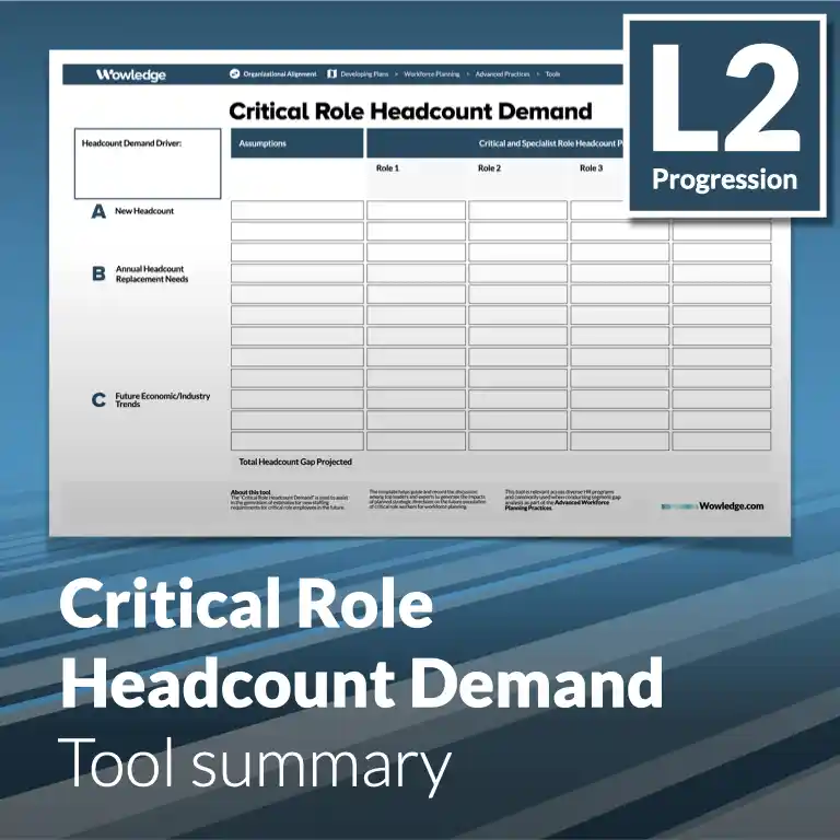 The Critical Role Headcount Demand Tool: Generate Estimates for New Staffing Requirements in Critical Future Roles.