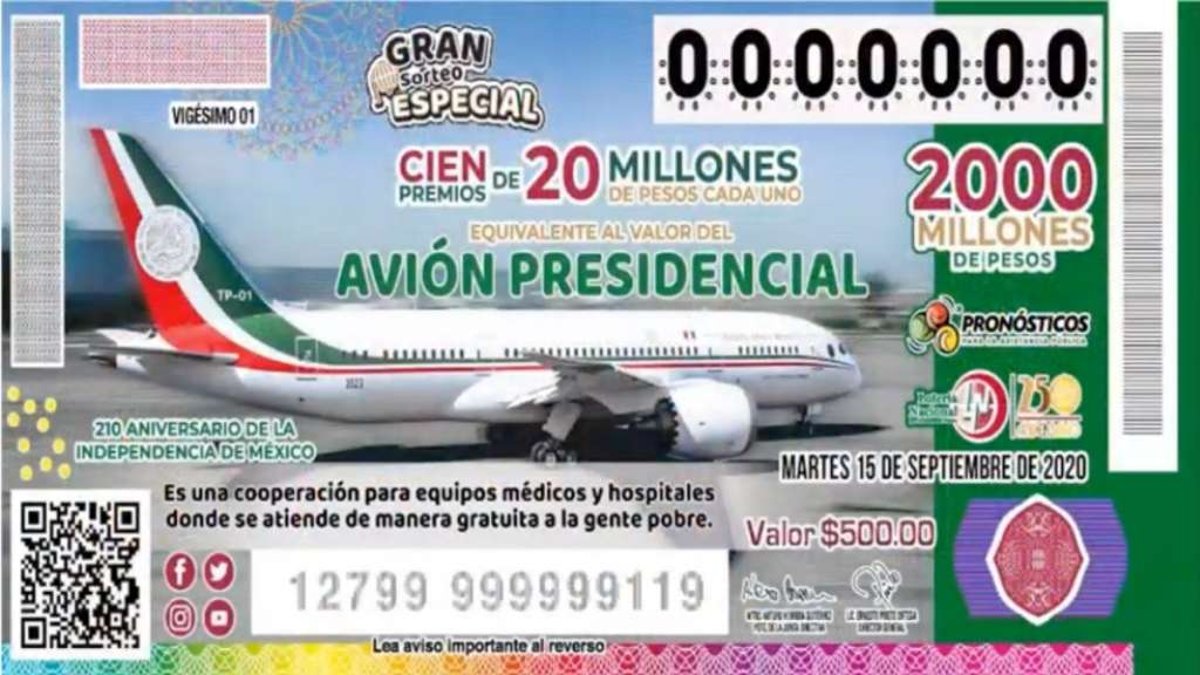 Mayoría de boletos para ‘rifa’ del avión presidencial, vendida
