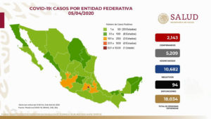 México supera los 2 mil casos de COVID-19 y llega a 94 el número de muertos