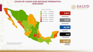 Aumentan a 449 las muertes por coronavirus en México; van 5,847 casos confirmados