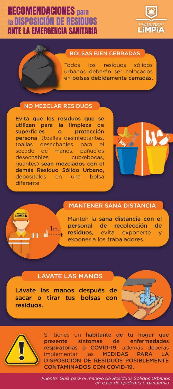 Emiten recomendaciones para la disposición de residuos durante contingencia sanitaria