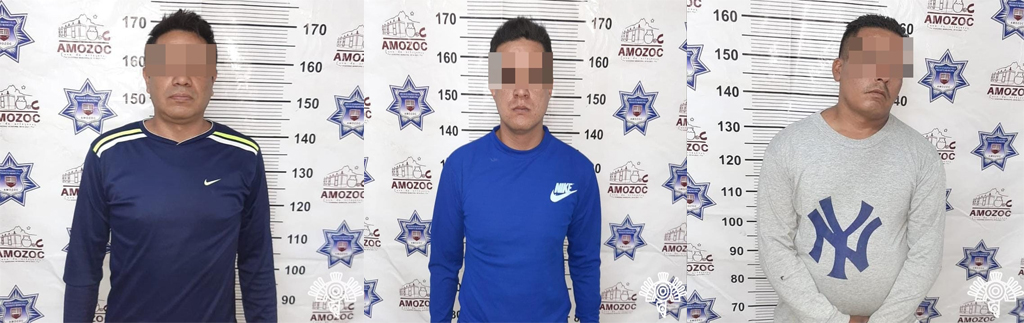 Detiene Policía Estatal y municipal de Amozoc a tres presuntos asaltantes