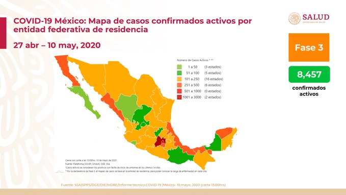 Sube a 3,465 la cifra de muertes en México por COVID-19; van 35,022 casos confirmados