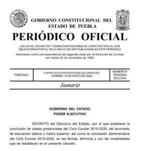 Gobierno del Estado publicó el decreto para concluir el ciclo escolar