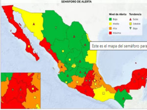 Mapa del semáforo para la reapertura económica por entidad