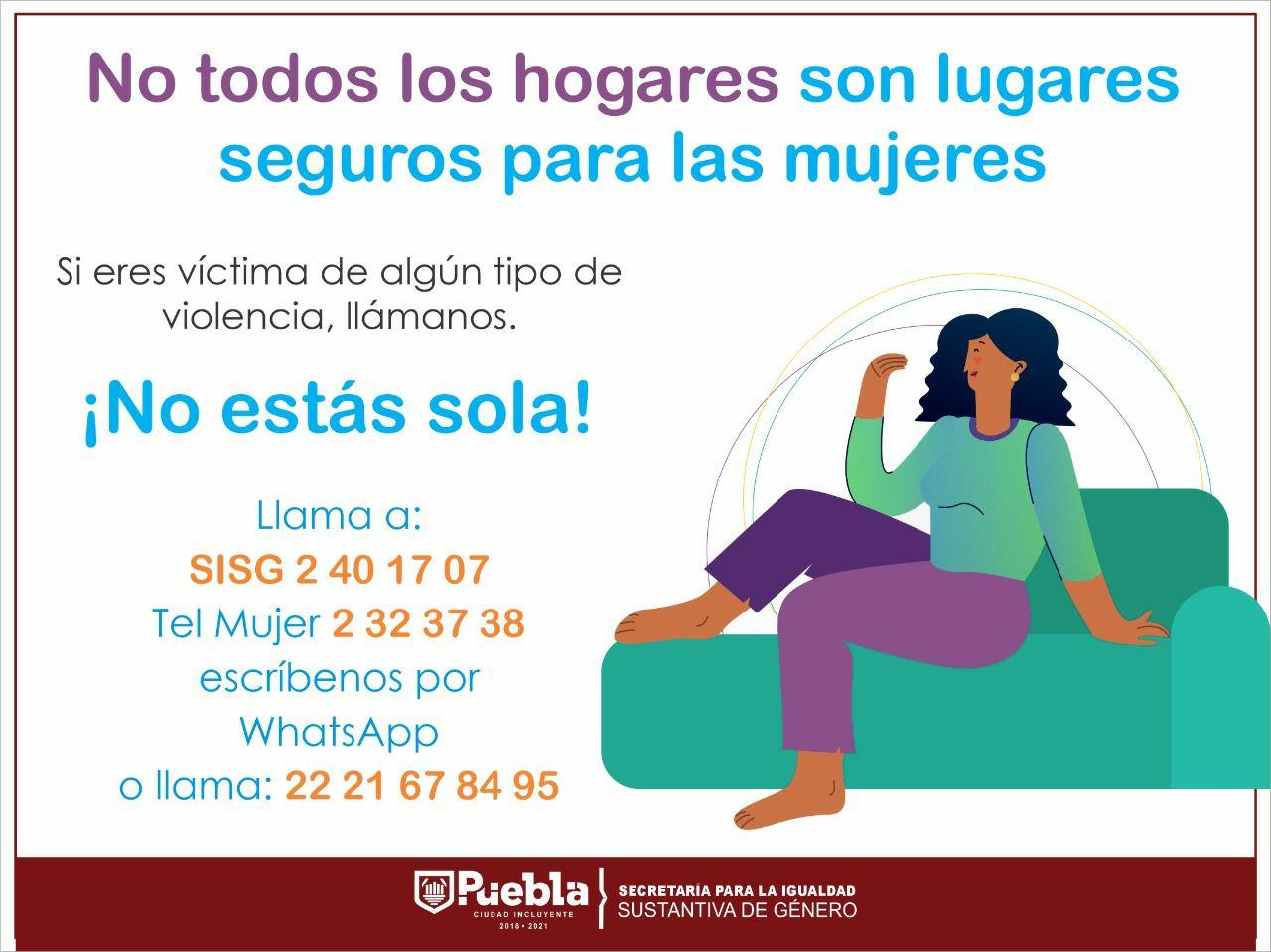 Brinda Ayuntamiento de Puebla atención ininterrumpida a mujeres en situación de violencia