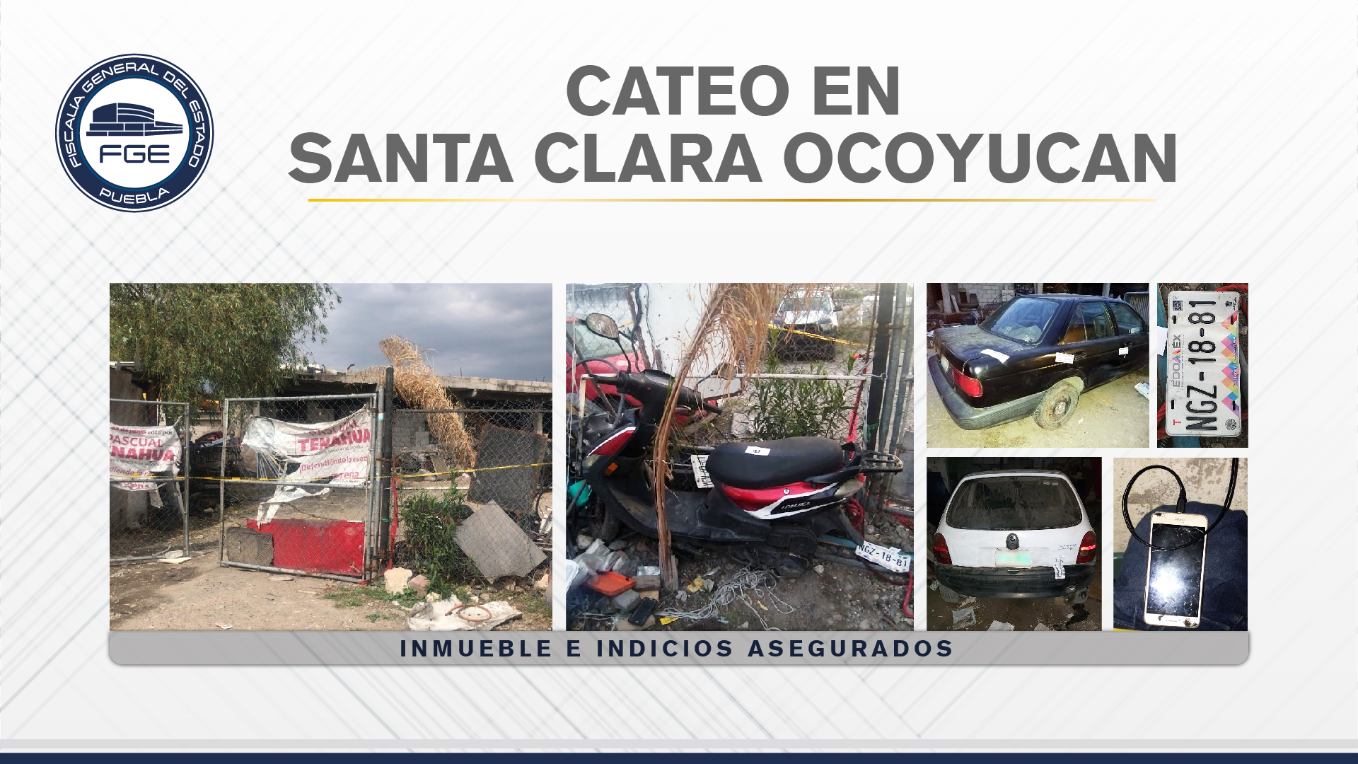 En Santa Clara Ocoyucan, Fiscalía cateó un inmueble con vehículos robados
