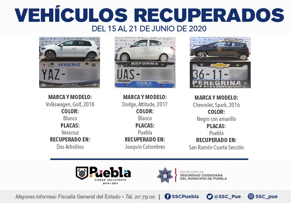 Recuperó Policía Municipal seis vehículos con reporte de robo
