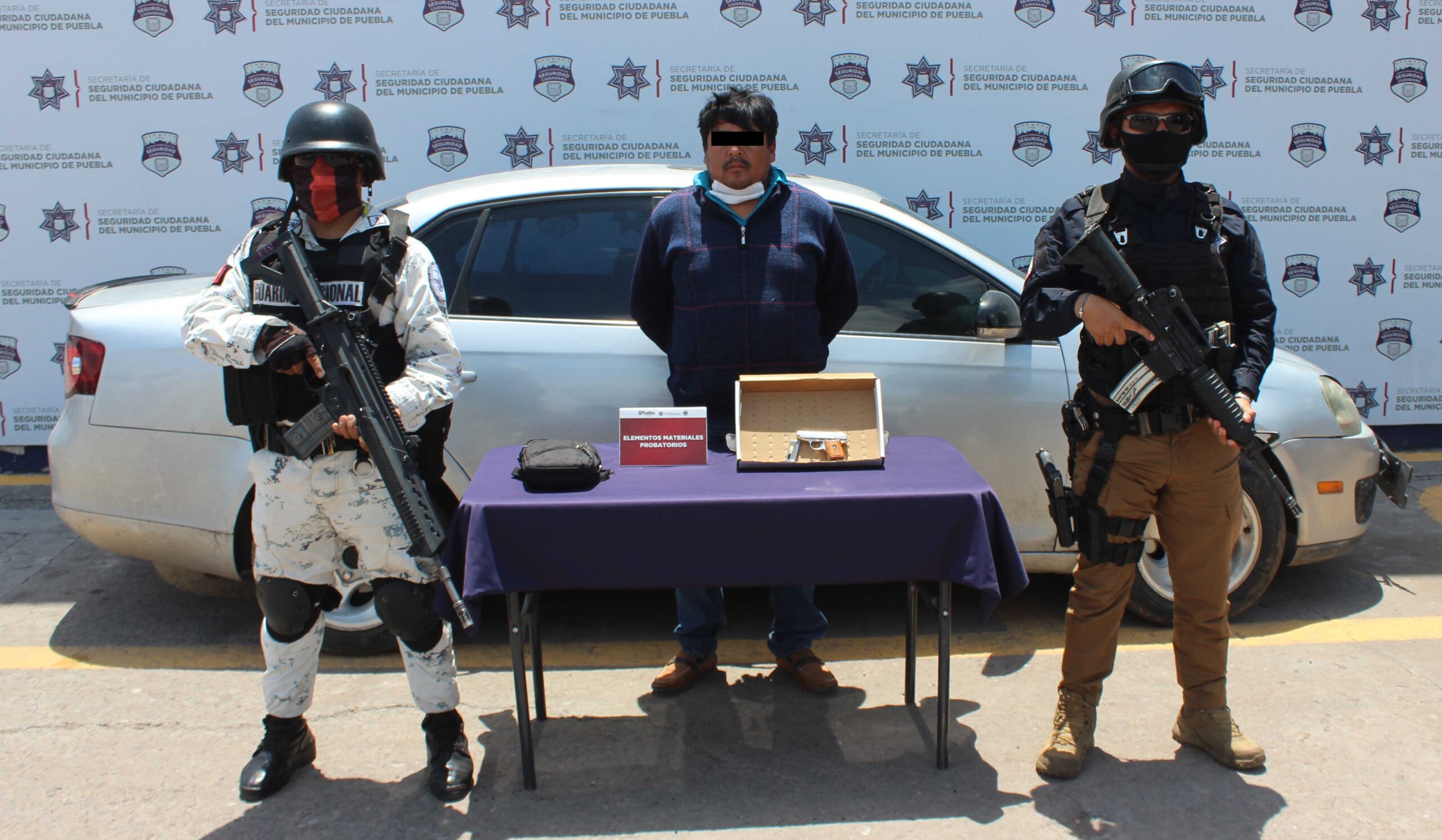 Detuvieron Guardia Nacional y Policía Municipal a hombre por portación ilegal de arma de fuego