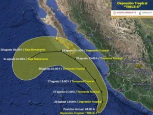 Se forma la depresión tropical ‘Trece-E’; se ubica cerca de las costas de Jalisco
