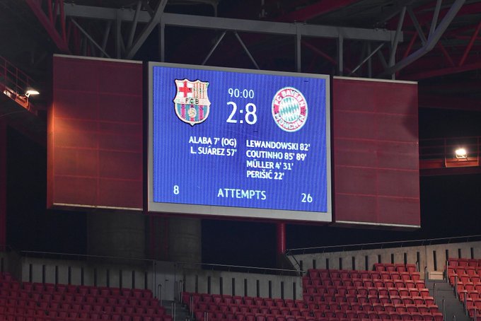 Bayern Múnich humilla 8-2 al Barcelona y pasa a semis de la Champions