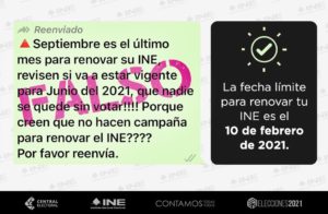 Alerta INE que es falso que septiembre sea el último mes para renovar credencial