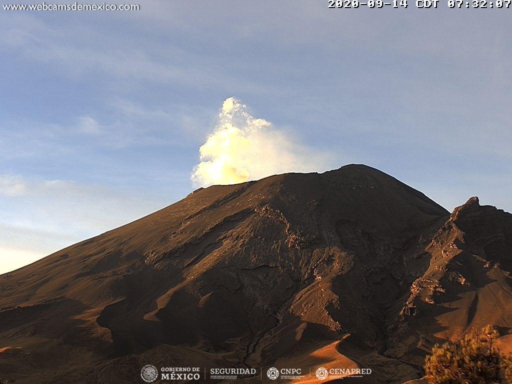 Volcán Popocatépetl lanza fumarola de casi un kilómetro de agua, gas y ceniza