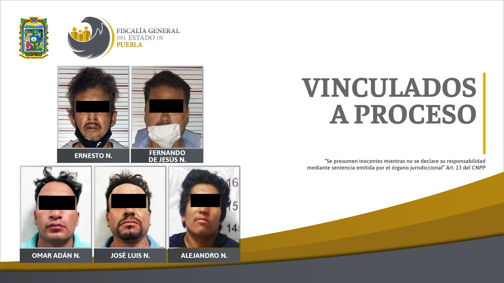 Cinco vinculados a proceso por robos en Puebla y Ocoyucan