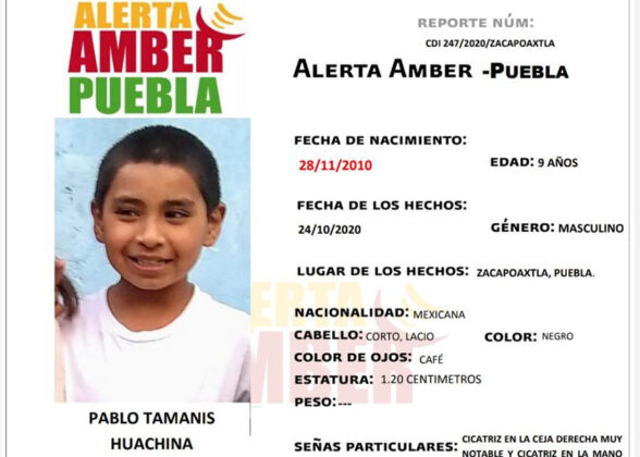 Activan Alerta Amber por Pablo Tamanis, de 9 años de edad