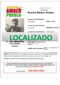 Resultado de Alerta Amber, se localizó ileso a menor de 5 años