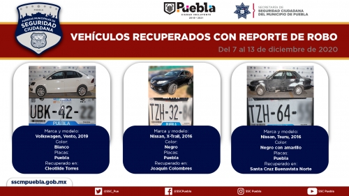 Remitió policía municipal de Puebla 15 vehículos ante el Ministerio Público