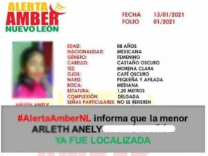 Hallan con vida a niña reportada como desaparecida en Nuevo León