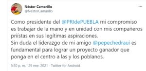 Néstor Camarillo pone en riesgo alianza con el PAN con apoyo a Pepe Chedraui