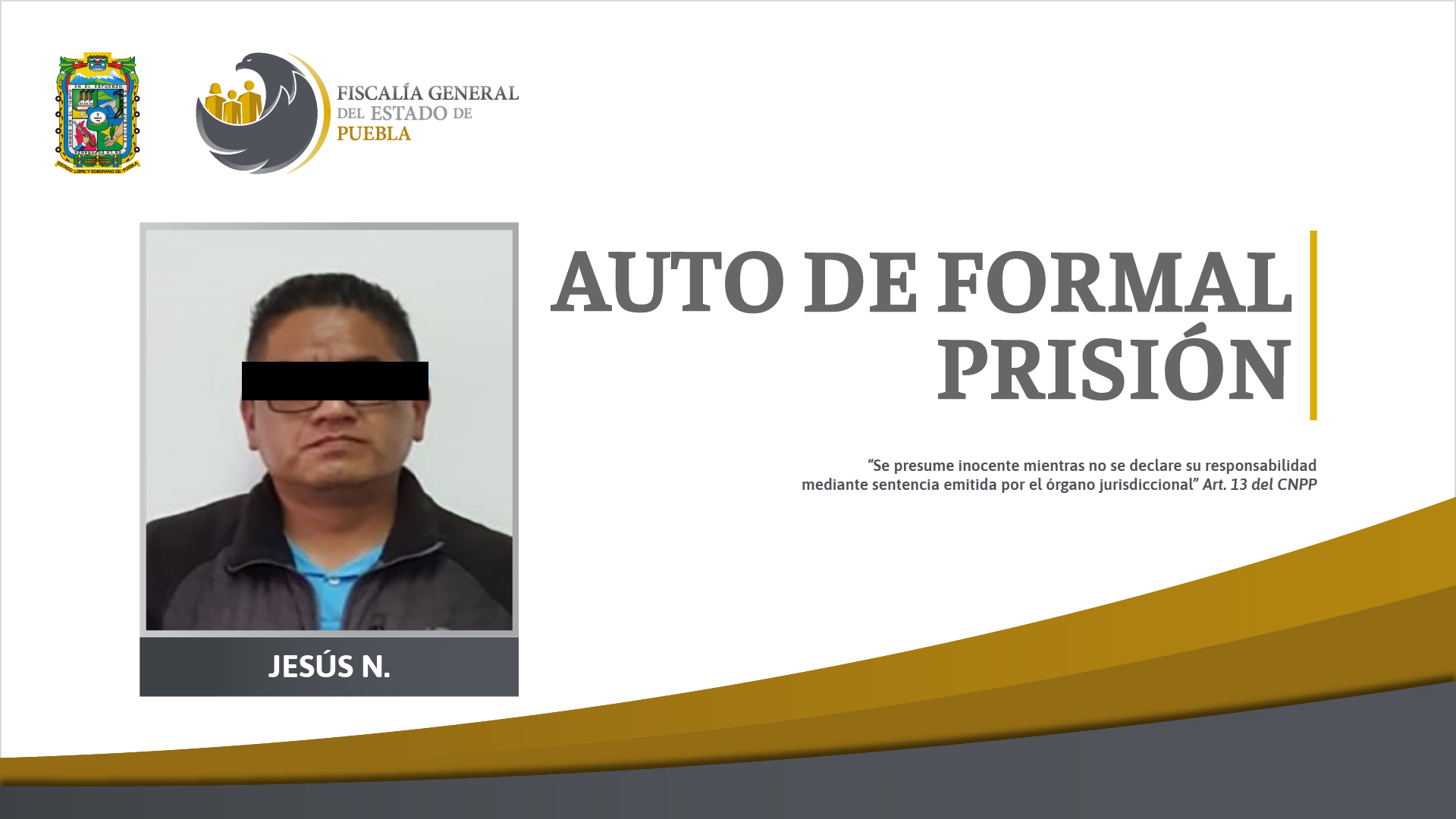 Fiscalía obtuvo auto de formal prisión por actos de tortura hacia un reo