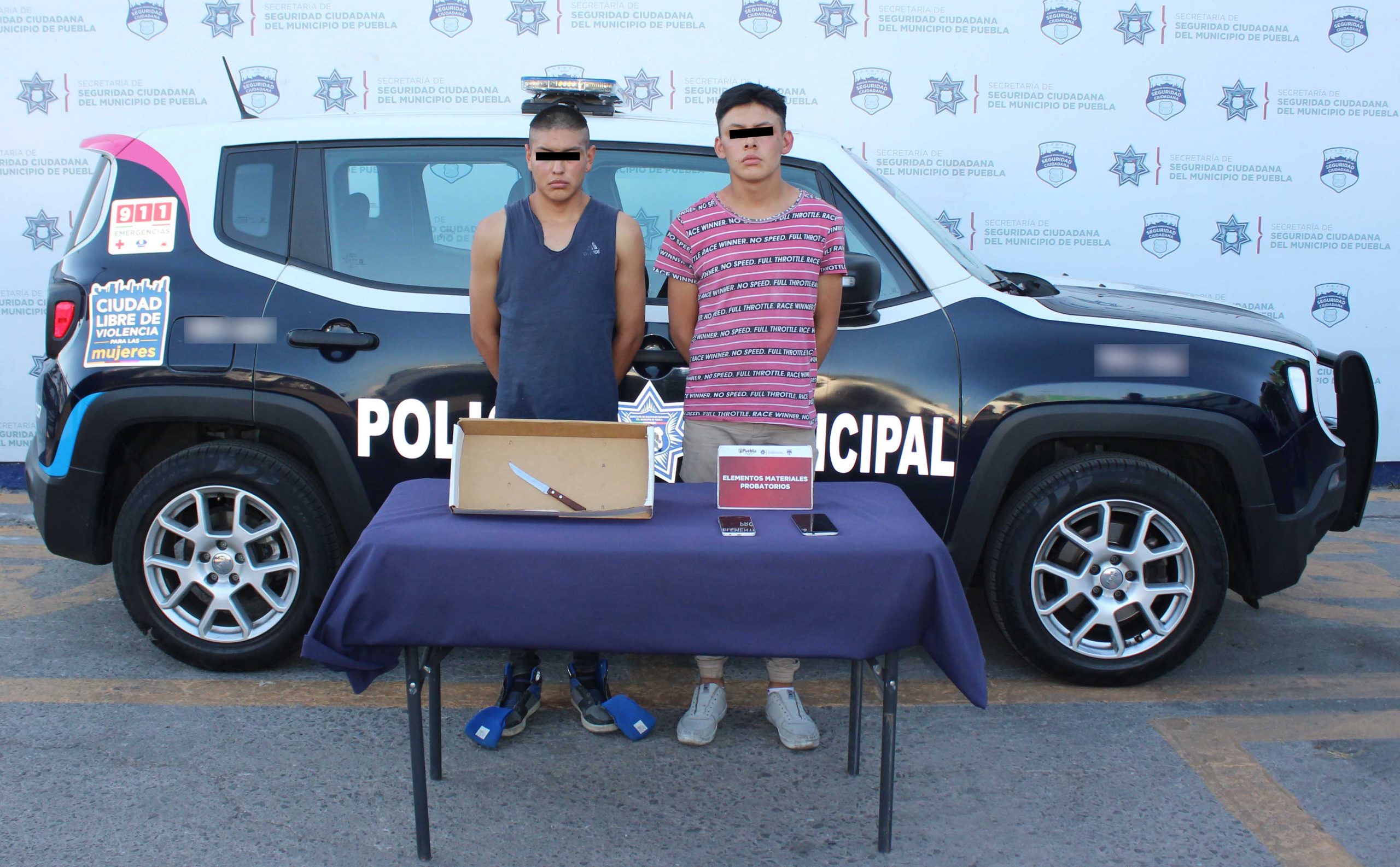 Policía municipal de Puebla detiene a dos probables asaltantes de la ruta 38