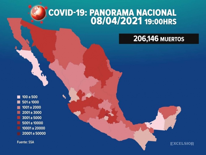 Incrementan las muertes por COVID-19 en México