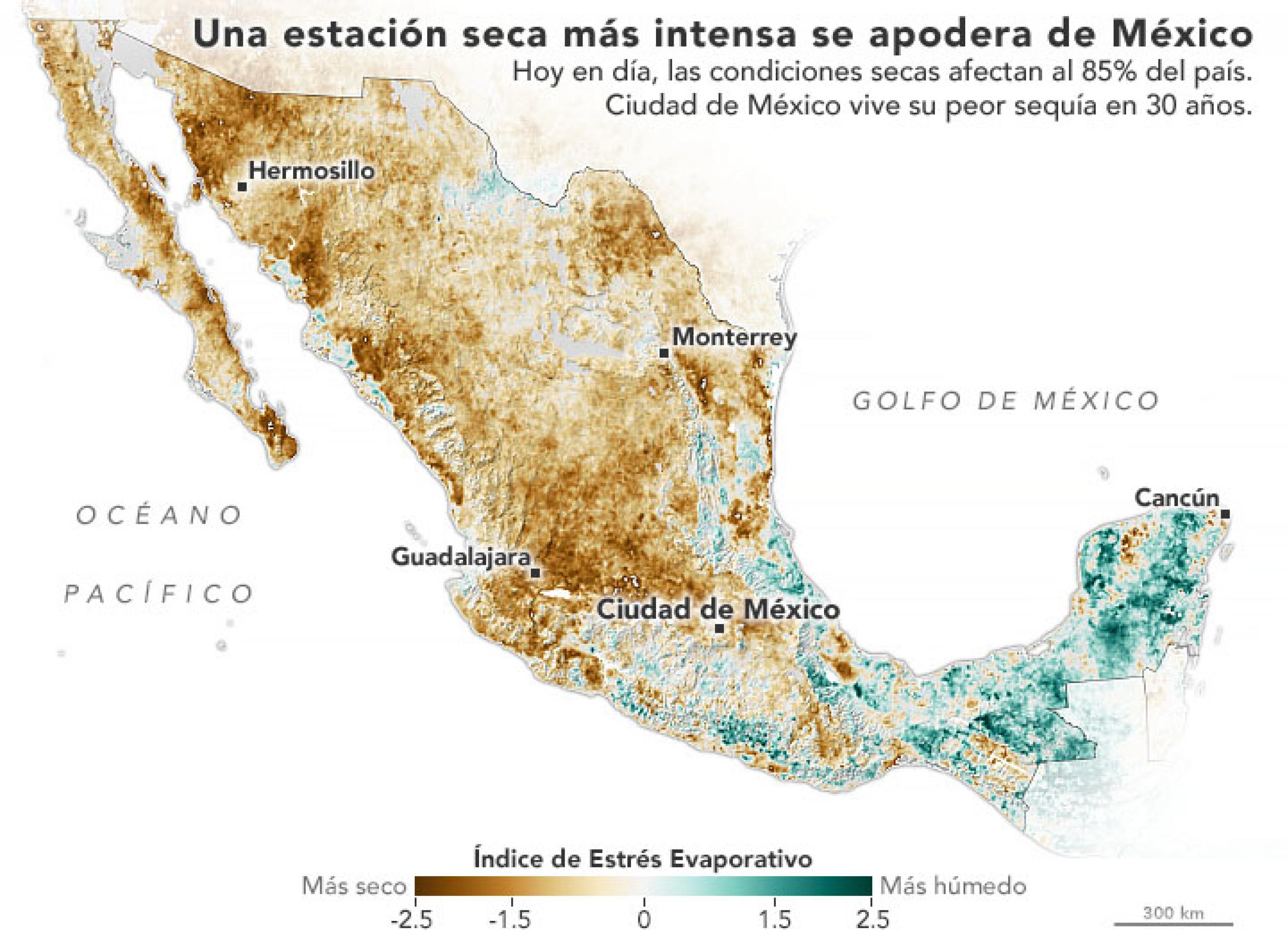 México enfrenta grave sequía según la NASA