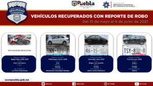 En la última semana, recuperó policía municipal de Puebla siete vehículos con reporte de robo