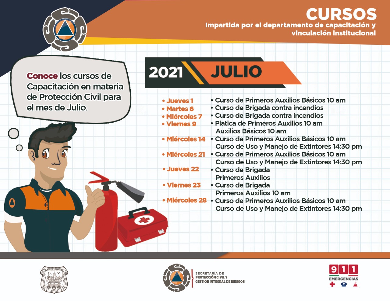 Invita Protección Civil Municipal a cursos de capacitación