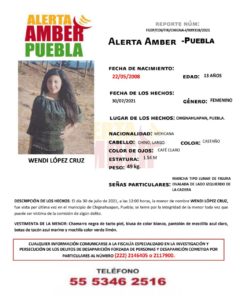 Fiscalía Puebla activa Alerta Amber para localizar a menor de 13 años