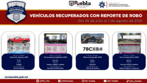 En la última semana recuperó policía municipal de Puebla siete vehículos con reporte de robo