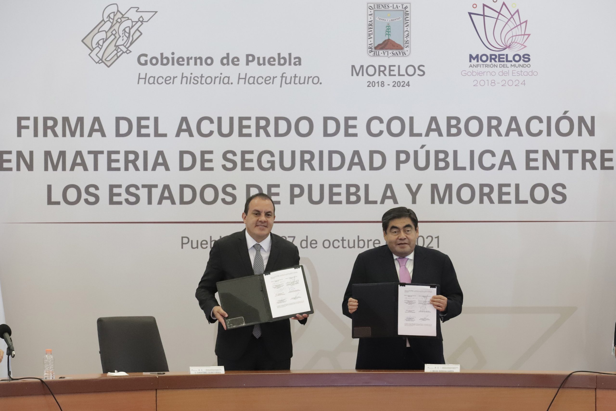 Firman Puebla y Morelos acuerdo de coordinación en materia de seguridad pública