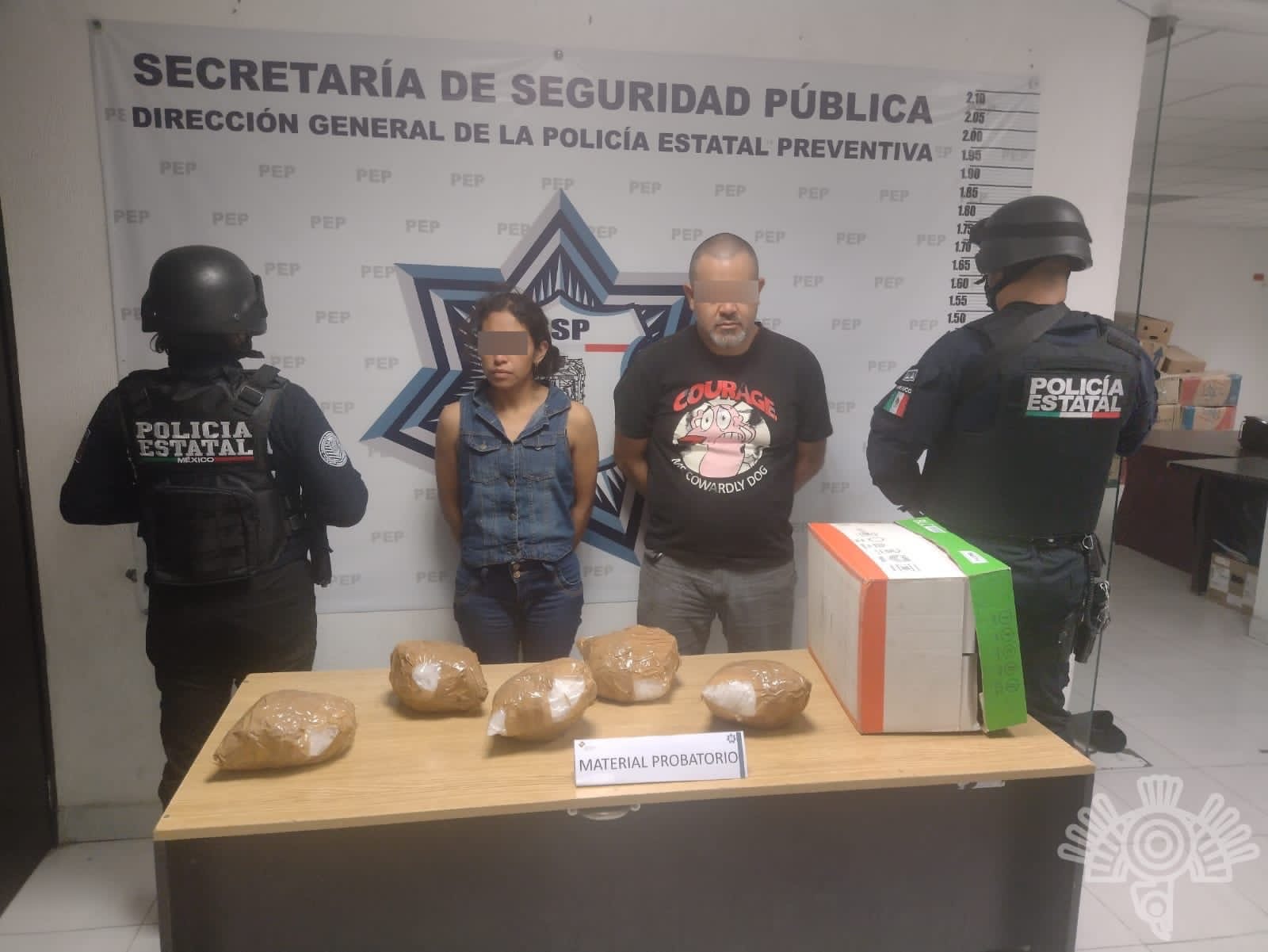 Con aproximadamente siete kilos de cristal, SSP detiene a dos presuntos distribuidores de droga