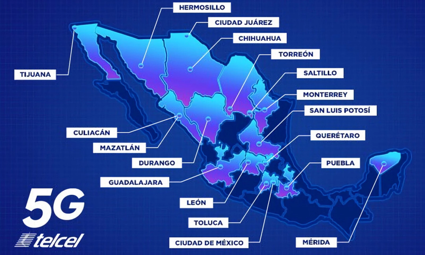Lanza Telcel su red comercial 5G en 18 ciudades