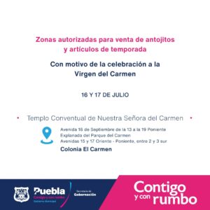 Ayuntamiento de Puebla vigilará el orden y seguridad durante la celebración a la Virgen del Carmen