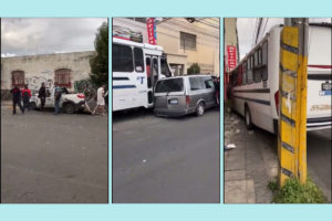 Percance vial provocado por transporte público deja 5 heridos.