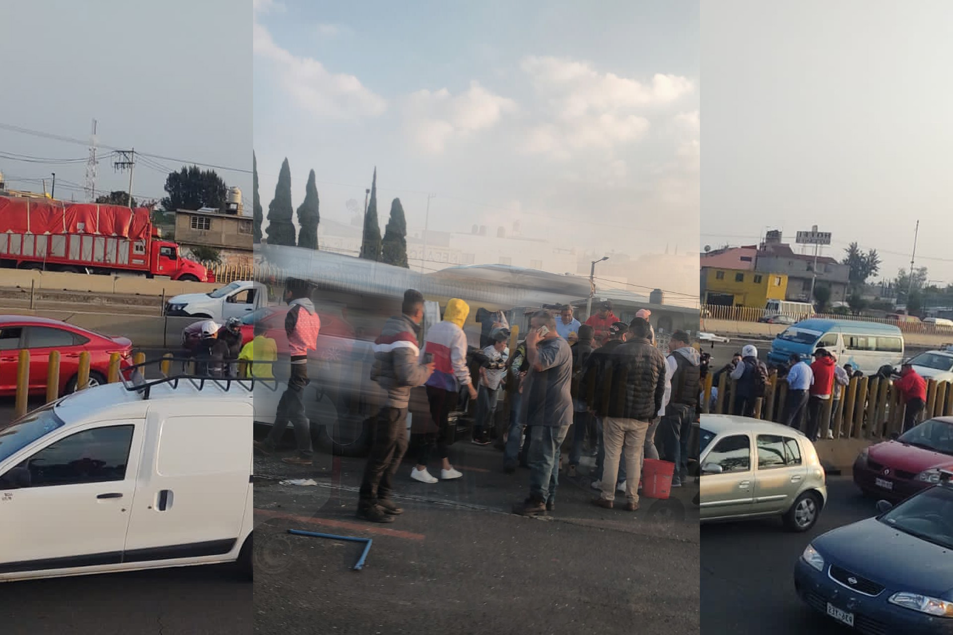 Unidad de transporte público se vuelca en la México-Puebla, se reportan 14 lesionados